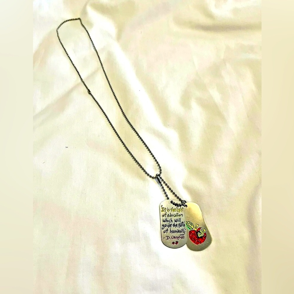 Teacher Quote, Dog Tags,  Campbell Quote Engraved Enamel. Stainless Steel
